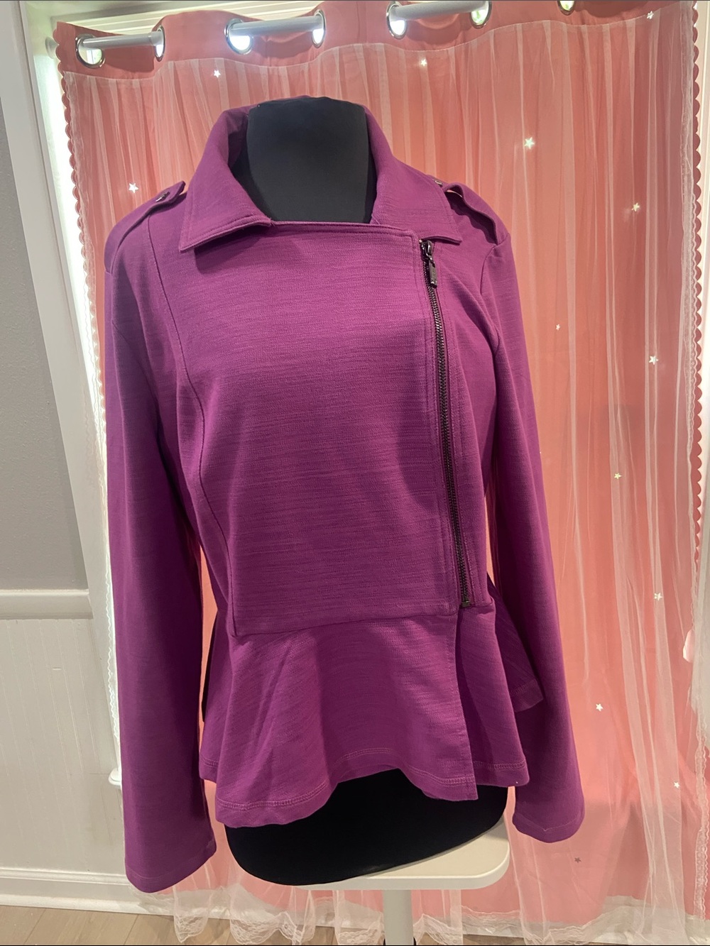 Serena Williams Purple Peplum Zip-Front Jacket size L